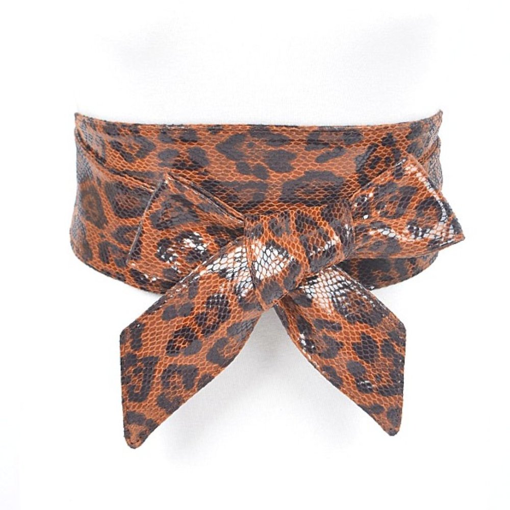 BNWT Brand New Convertible Leopard Printed Fashion Belt Obi Belt Tie Belt